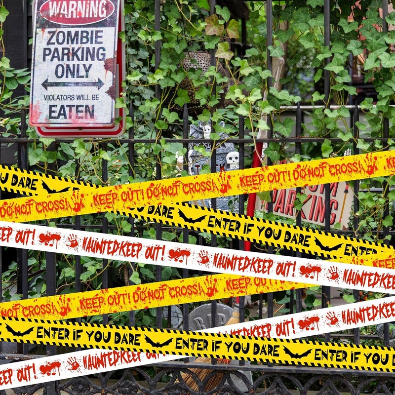 PatiCool Halloween Decorations Caution Tape 3 in x 88.6 ft 3PCS, Scary Halloween Party Decorations for Indoor Outdoor, Haunted House Decor - Enter If You Dare - Haunted Keep Out - Keep Out Do Not Cross - Image 5